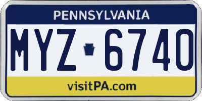 PA license plate MYZ6740