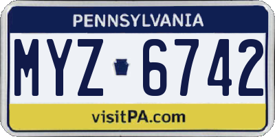 PA license plate MYZ6742