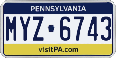 PA license plate MYZ6743