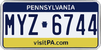 PA license plate MYZ6744