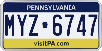 PA license plate MYZ6747