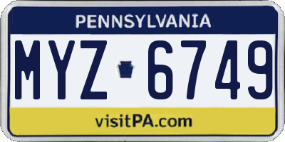 PA license plate MYZ6749