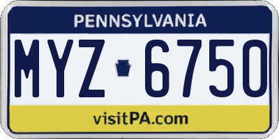 PA license plate MYZ6750