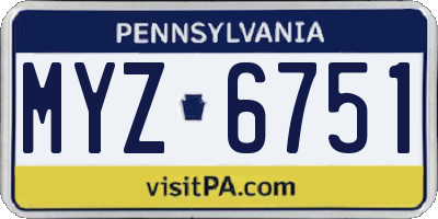 PA license plate MYZ6751