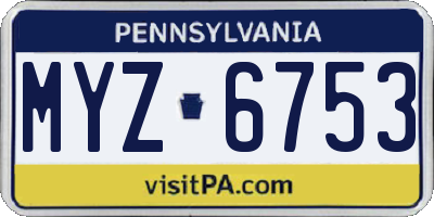 PA license plate MYZ6753