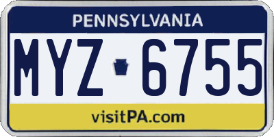 PA license plate MYZ6755