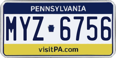 PA license plate MYZ6756