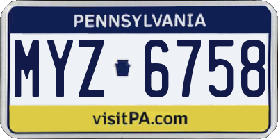 PA license plate MYZ6758