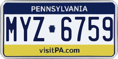PA license plate MYZ6759