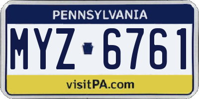 PA license plate MYZ6761