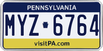 PA license plate MYZ6764