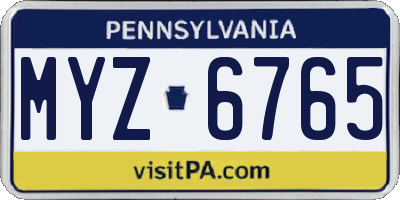 PA license plate MYZ6765