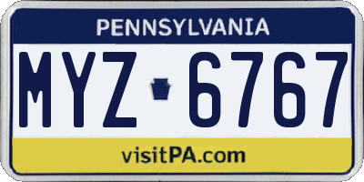 PA license plate MYZ6767