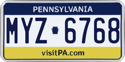 PA license plate MYZ6768