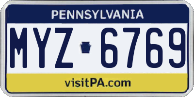 PA license plate MYZ6769