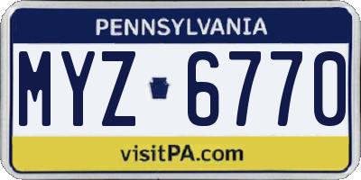 PA license plate MYZ6770