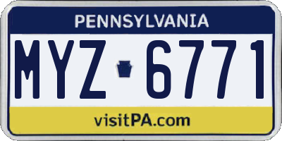PA license plate MYZ6771