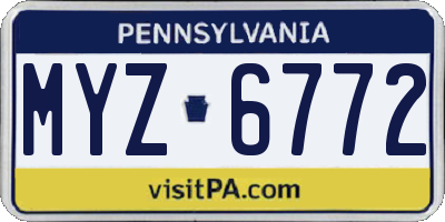 PA license plate MYZ6772