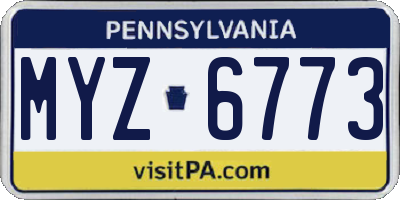 PA license plate MYZ6773