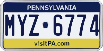 PA license plate MYZ6774