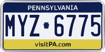PA license plate MYZ6775
