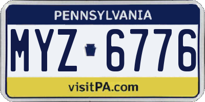 PA license plate MYZ6776