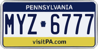PA license plate MYZ6777