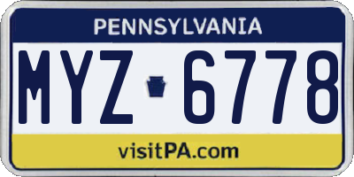 PA license plate MYZ6778