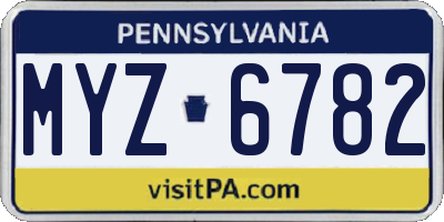 PA license plate MYZ6782