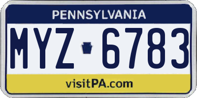 PA license plate MYZ6783
