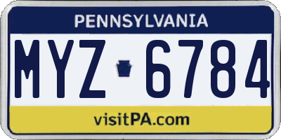 PA license plate MYZ6784