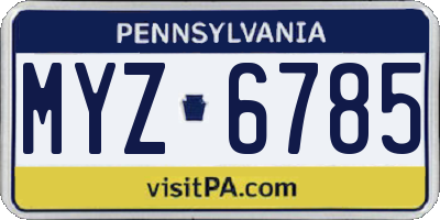 PA license plate MYZ6785