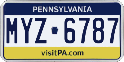 PA license plate MYZ6787
