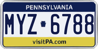 PA license plate MYZ6788