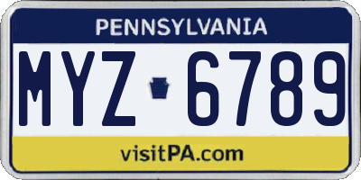 PA license plate MYZ6789