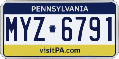 PA license plate MYZ6791