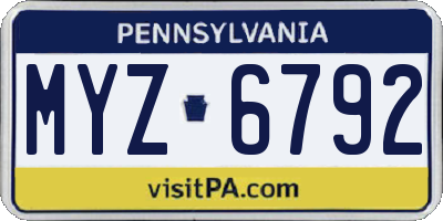 PA license plate MYZ6792