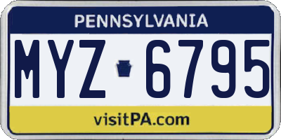 PA license plate MYZ6795