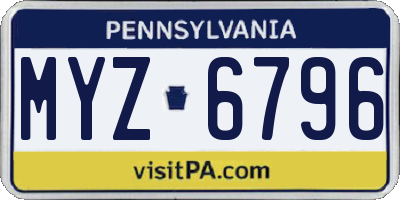 PA license plate MYZ6796