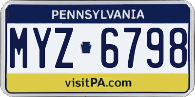 PA license plate MYZ6798