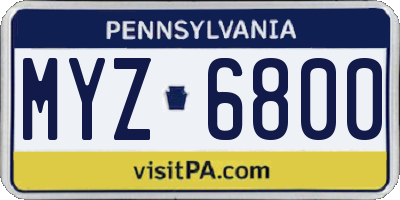 PA license plate MYZ6800