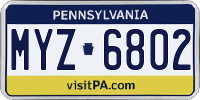 PA license plate MYZ6802