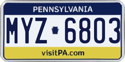 PA license plate MYZ6803