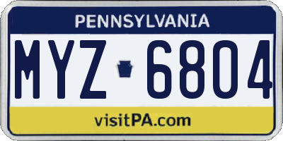 PA license plate MYZ6804