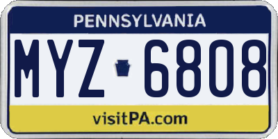 PA license plate MYZ6808