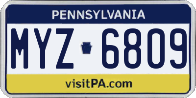 PA license plate MYZ6809