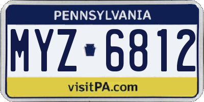 PA license plate MYZ6812