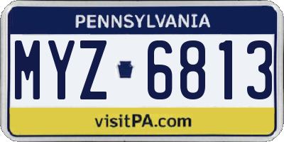 PA license plate MYZ6813