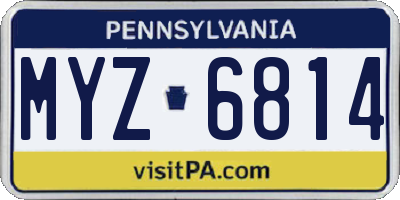 PA license plate MYZ6814