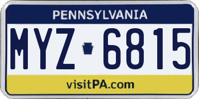 PA license plate MYZ6815